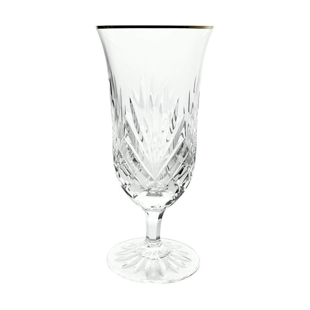 Rogaska “Richmond” Single Gold Rim Crystal Iced Tea Glass 7 1/8” 12oz Signed